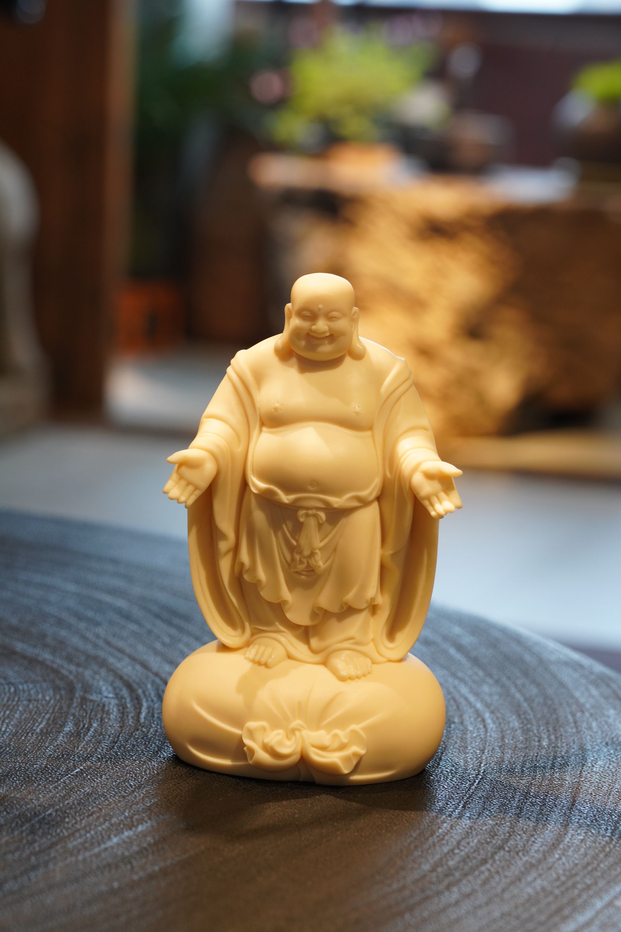 象牙果皆大欢喜弥勒佛大肚弥勒笑佛人物高端家用客厅玄关茶桌摆件