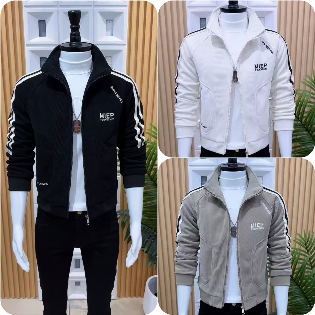 男士加绒加厚修身立领夹克外套韩版帅气休闲百搭潮流冬季个性外套