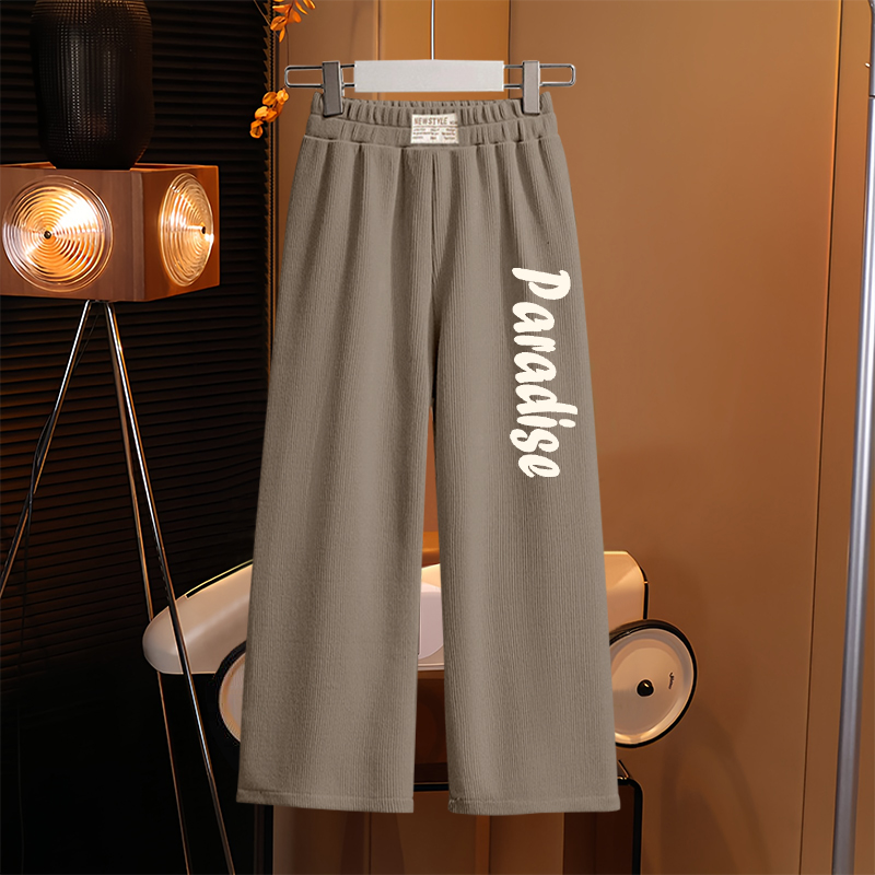 女童裤子2025新款春秋灯芯绒阔腿裤宽松直筒裤儿童装秋季休闲长裤