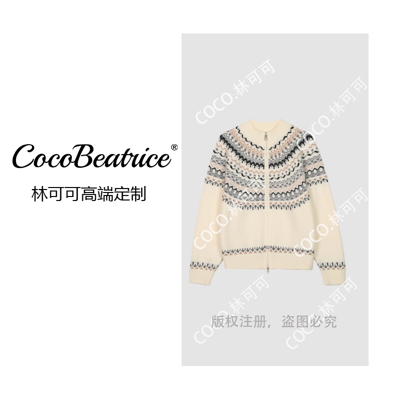 【COCO林可可】蔷薇费尔岛&CHAO显白设计师款加厚针织衫开衫9002