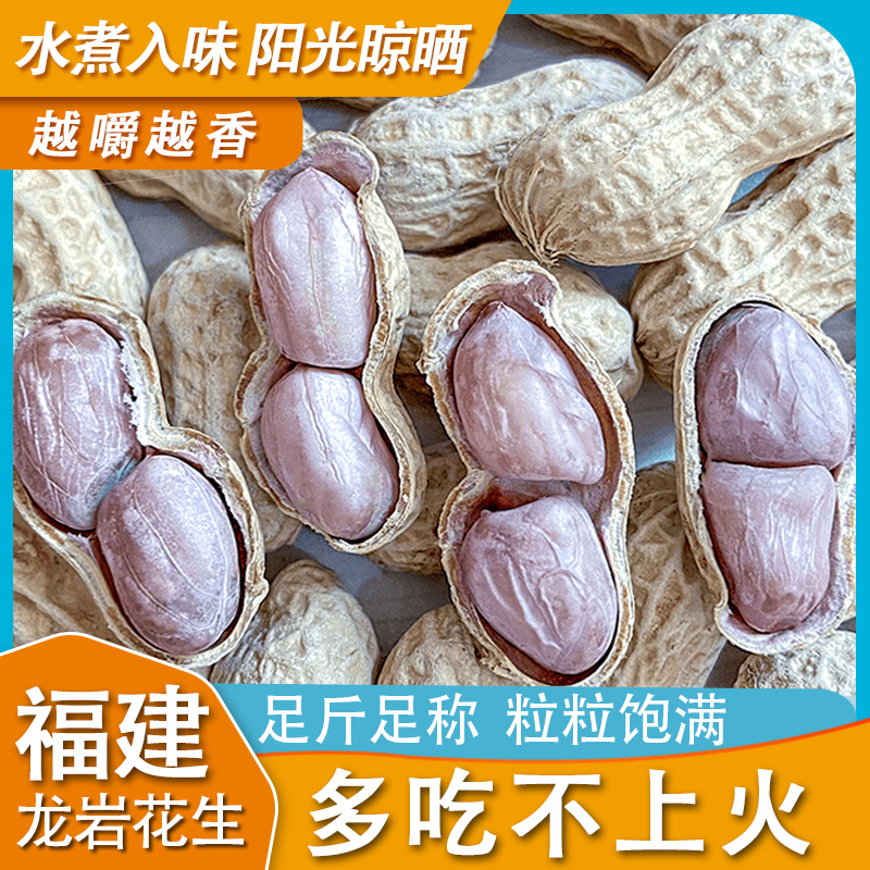 新货【真水煮500g】正宗龙岩水煮晒干花生咸干白晒花生水煮花生零食