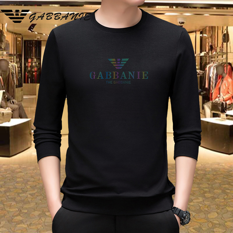 【专柜正品】春秋季新款高档棉长袖T恤男士时尚休闲百搭圆领卫衣男