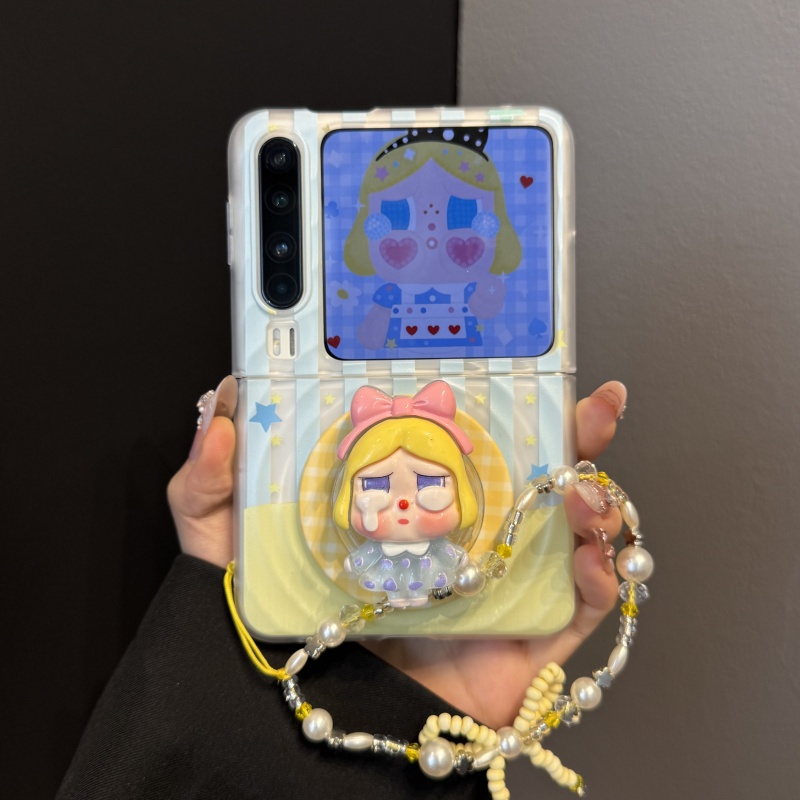 撞色波漾纹哭娃磁吸支架适用华为purax手机壳pocket2小米MIXFlip2