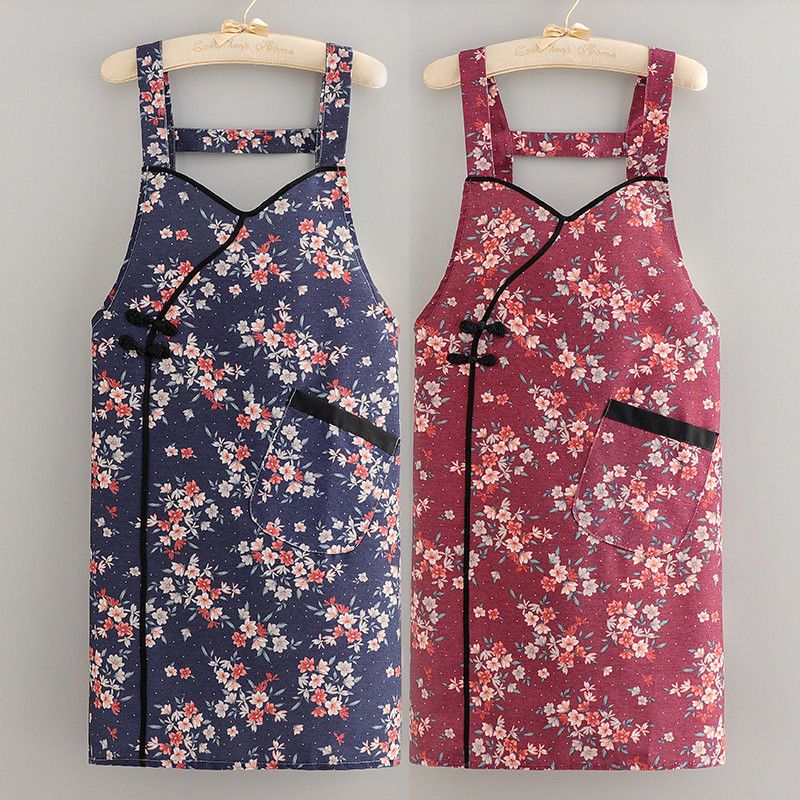 国潮旗袍背带厨房家用防油做饭耐穿耐脏上班复古时尚高端工作服女