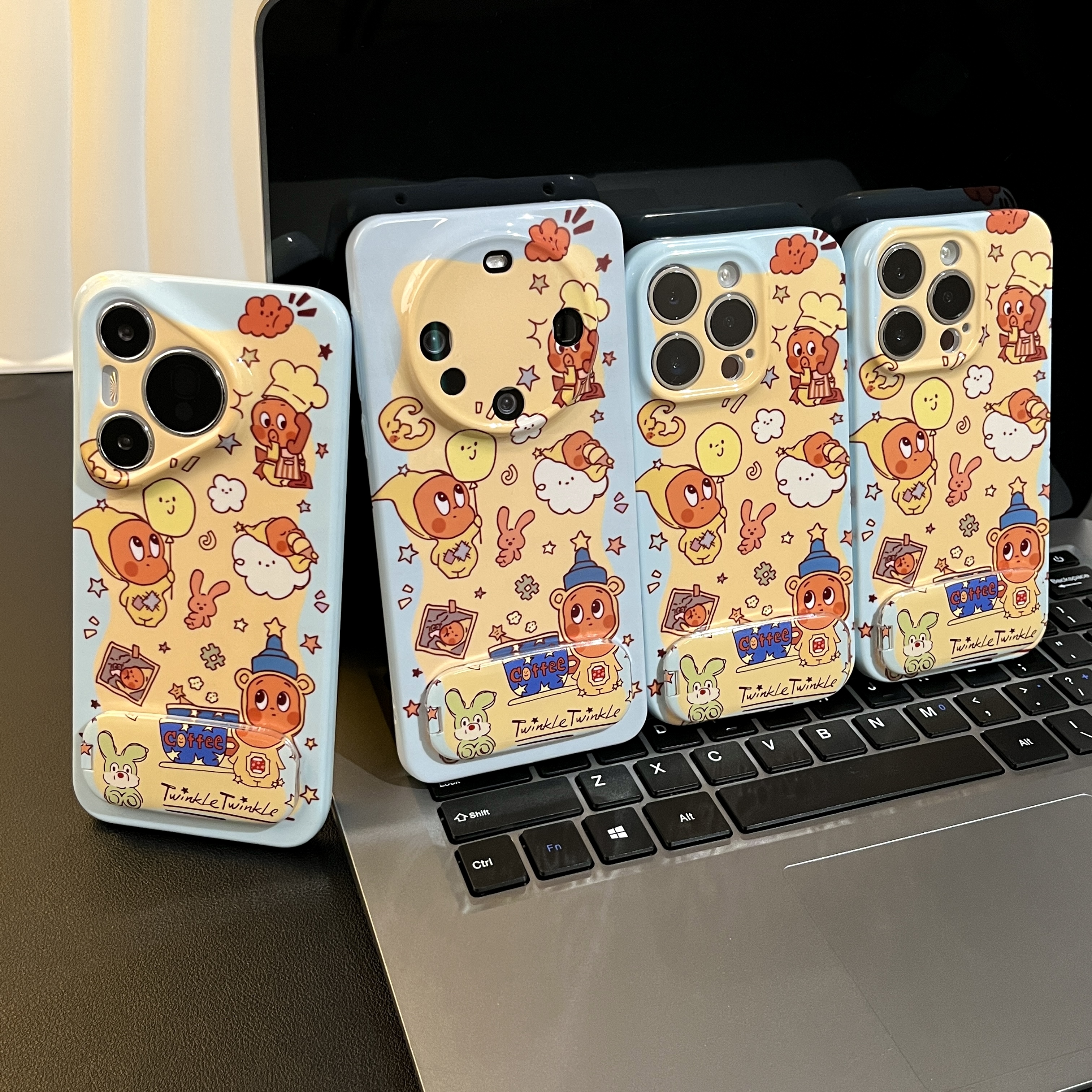 雅天立可爱蓝边星星人支架适用苹果17手机壳华为P70vivoppo小米15