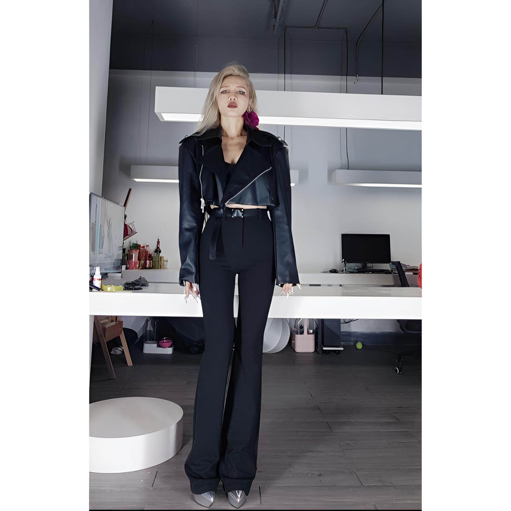 加绒和秋款【前拉链微喇叭】AOAOMISSSHOP （钻扣）四面弹力西装裤 -1