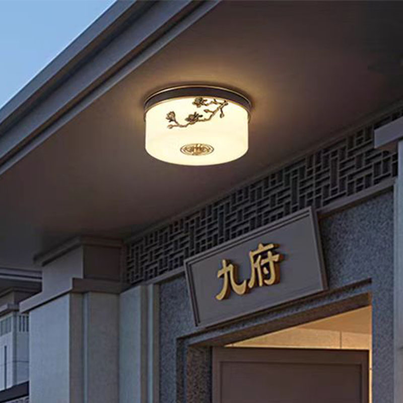 新中式吸顶灯全铜大门入户灯中国风古典走廊过道玄关阳台书房灯