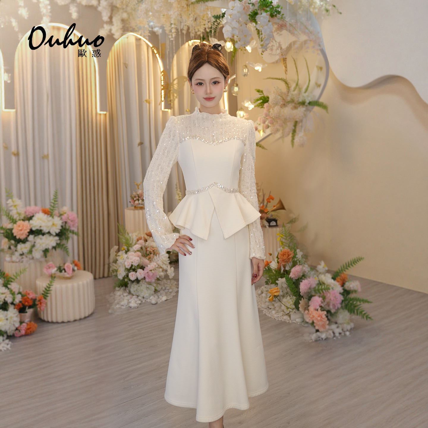 【靓靓专属】2025年秋冬新款轻奢高定加绒小香风连衣裙OHDRI10047