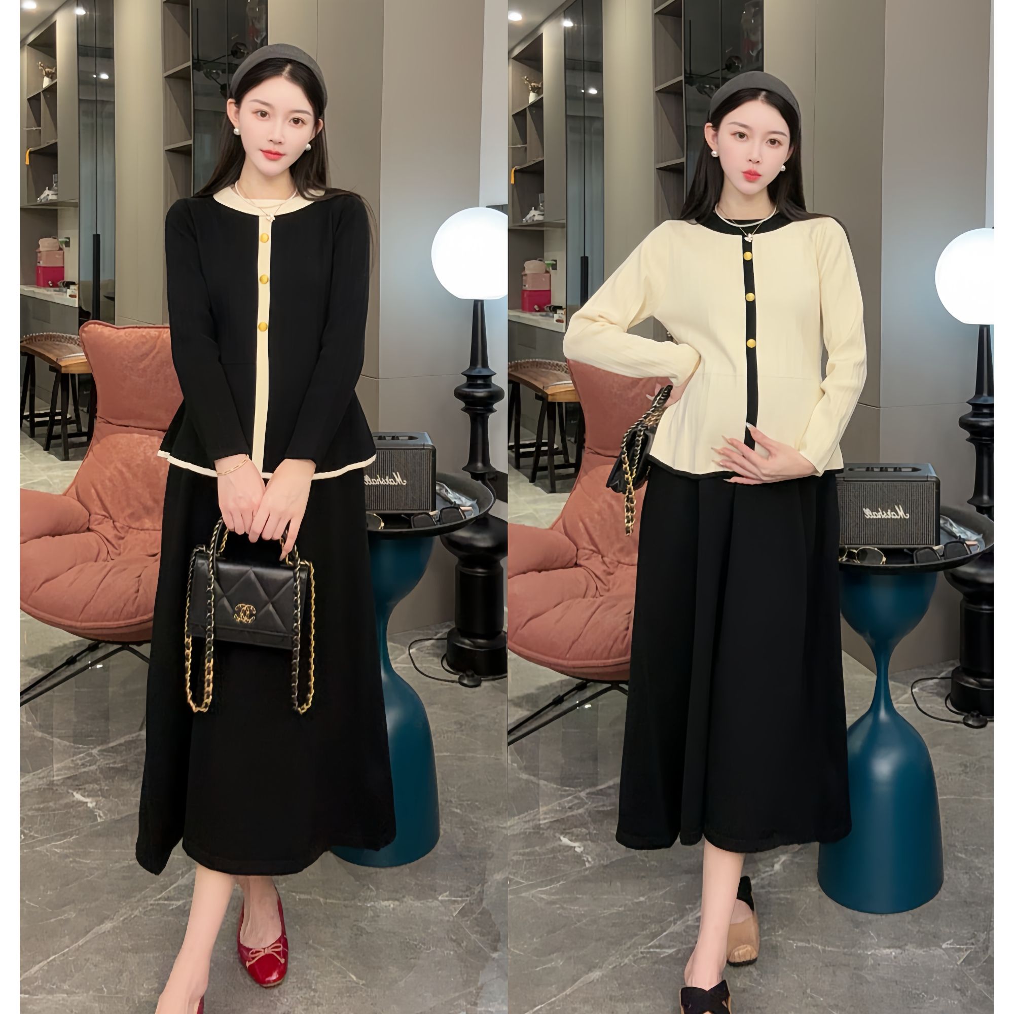2025新款秋季精致贵气小香风上衣+可调节半身裙套装