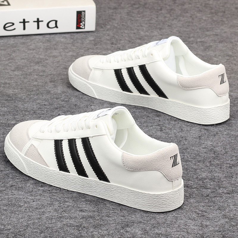 新款平底休闲板鞋男女潮流百搭学生小白鞋情侣低帮系带舒适软底