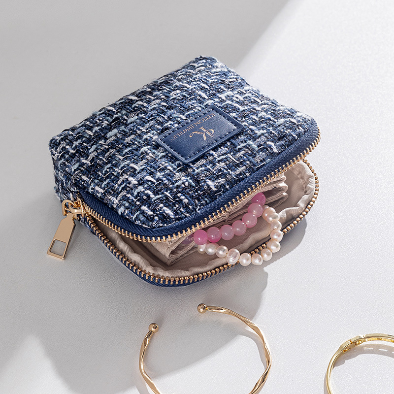 首饰包便携项链耳饰戒指收纳盒口红分格小型化妆包手链手串首饰盒