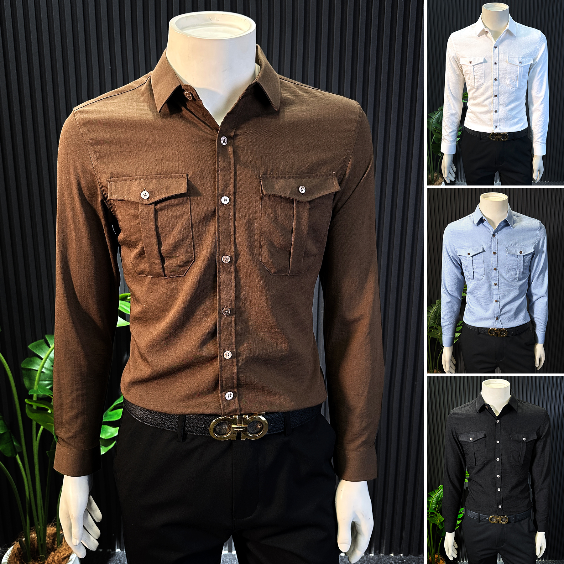 老钱风棉麻衬衫男款轻奢痞帅高级感男装双口袋秋季款男士长袖衬衣