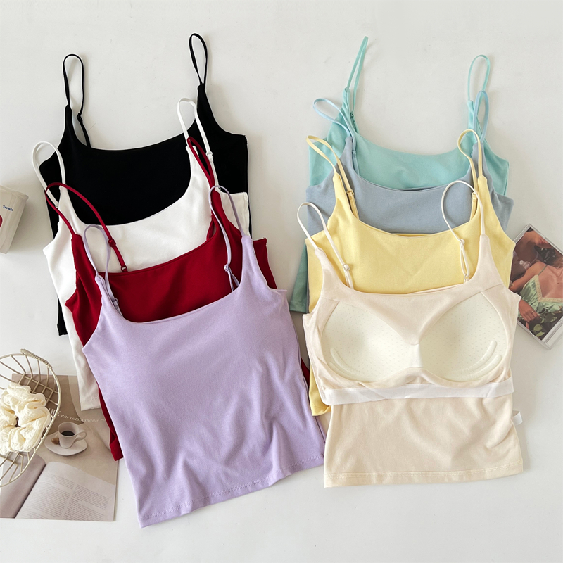 辣妹春夏吊带背心女内搭带胸垫秋季美背文胸内衣一体无袖外穿上衣