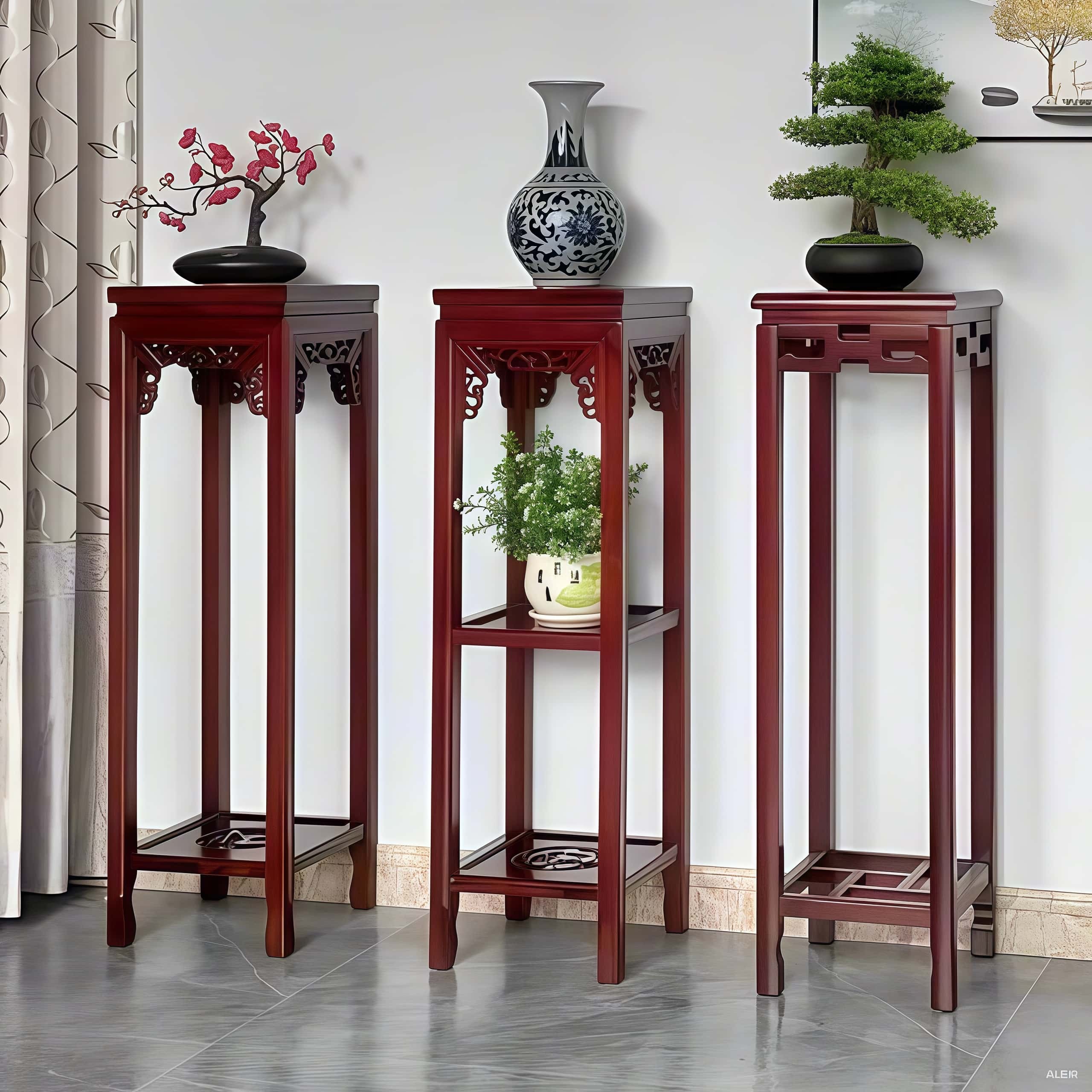 中式实木花架子落地式客厅摆放架鱼缸花盆底座阳台盆景高档置物架