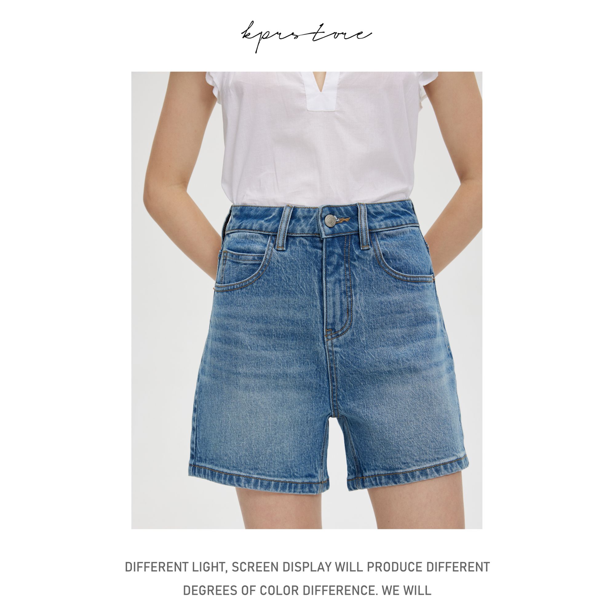 时尚气质牛仔短裤树皮皱莱卡低弹微弹短裤