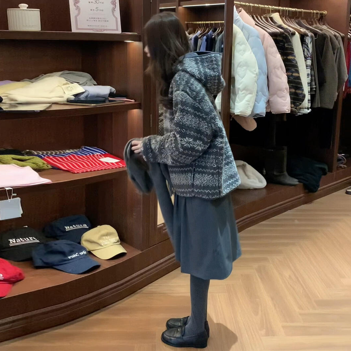 巨好看灰色皮毛一体连帽外套女秋冬2025新款韩系9521