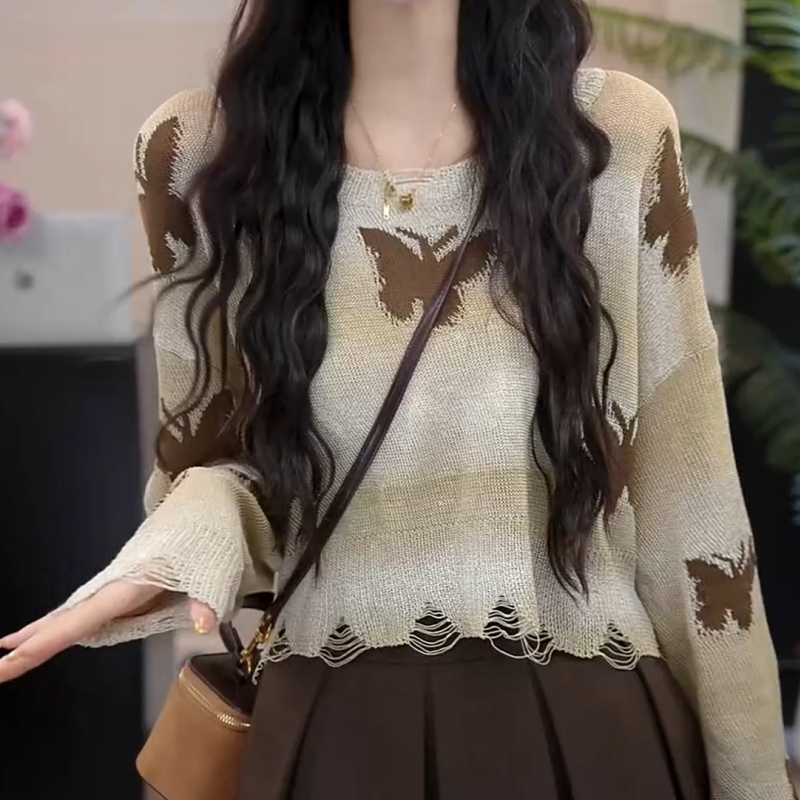 【斩月惊风】法式时尚小众蝴蝶针织衫LK2506276