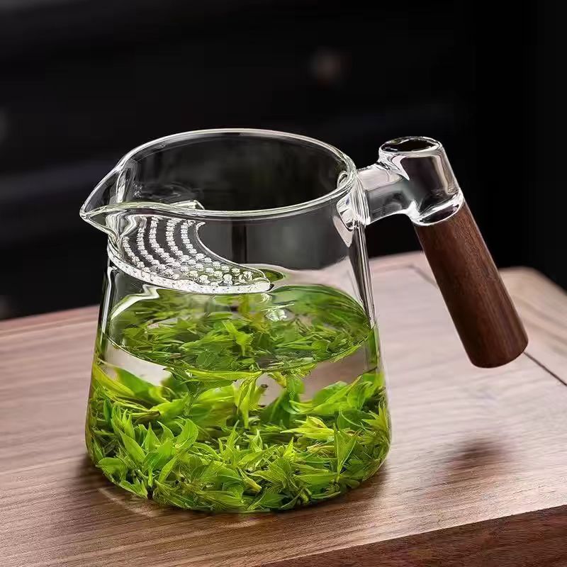 月牙过滤玻璃公道杯分茶器茶漏一体茶海透明玻璃公杯耐热泡茶壶