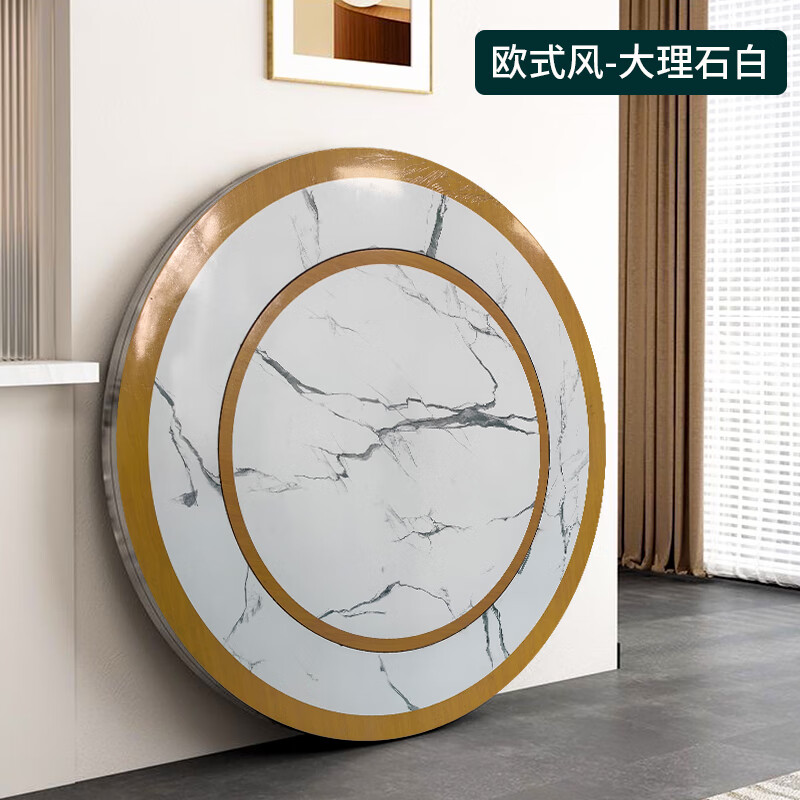 加厚304D不锈钢内置转盘折叠桌大圆桌圆形带转盘家用酒席饭店餐桌