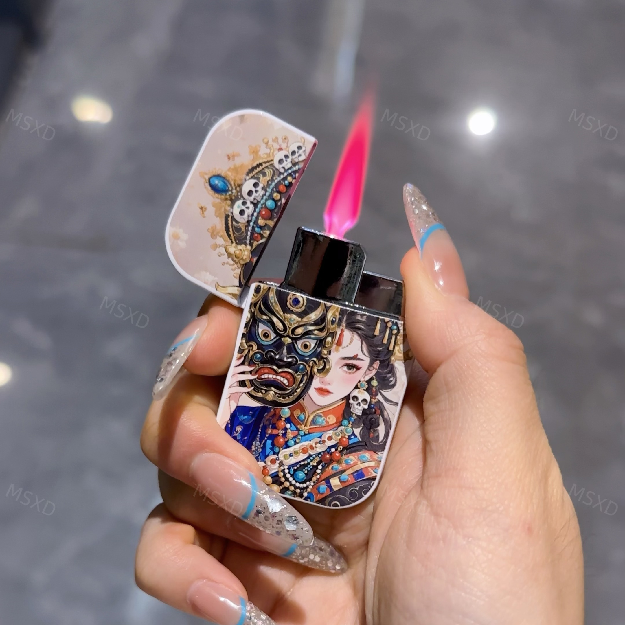 防风打火机八方来财文字充气粉焰适合送男友创意打火机个性卡通