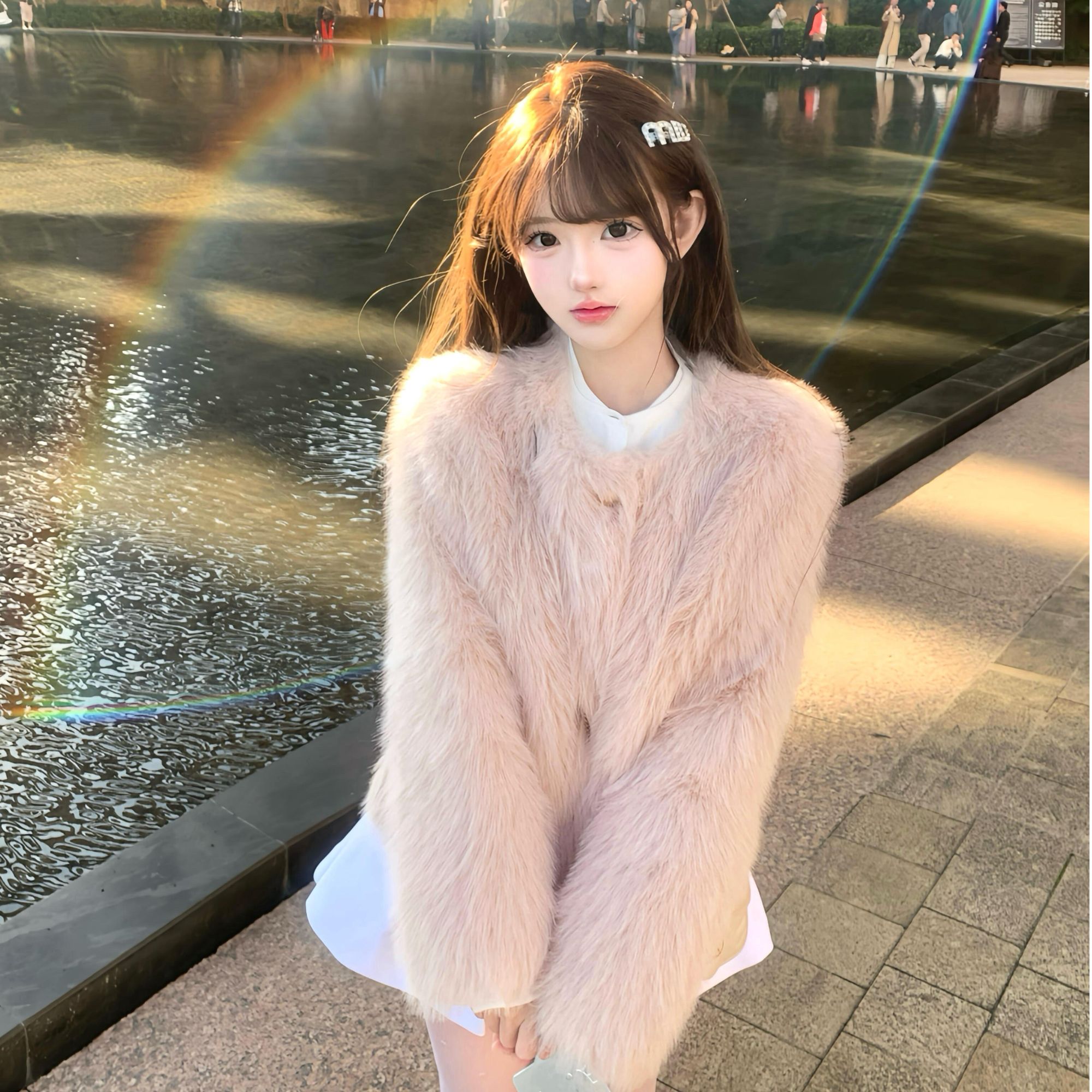 Ayxora现货！千金气质环保托斯卡纳皮毛一体女冬季高级感皮草外套