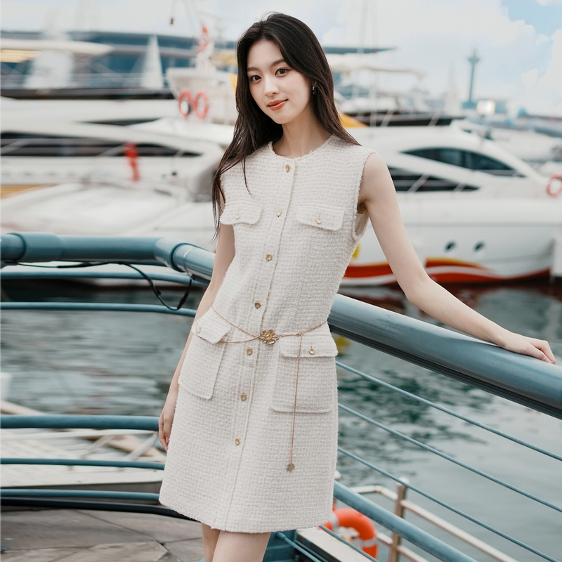 EP雅莹早秋新款 法式毛边花呢小香风背心裙羊毛连衣裙4105A