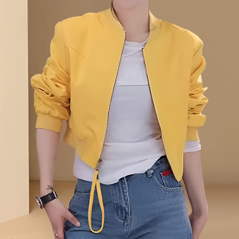 欧货时尚潮流黄色棒球服外套女2026春秋新款宽松休闲短款夹克上衣