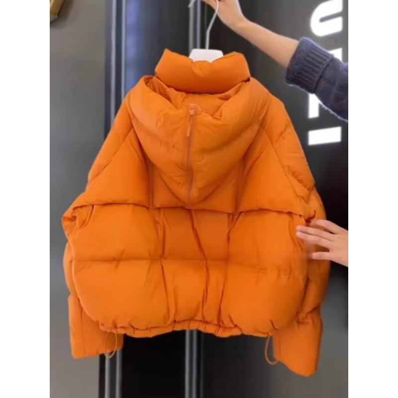 独特超好看橘色短款棉服女冬季2025新款高级感小个子面包服外套潮