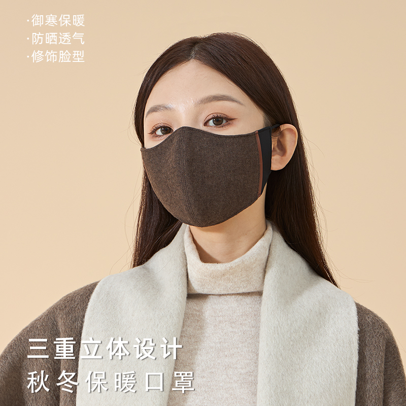 秋冬季保暖羊毛口罩女高颜值防寒立体防晒防紫外线防风防尘透气