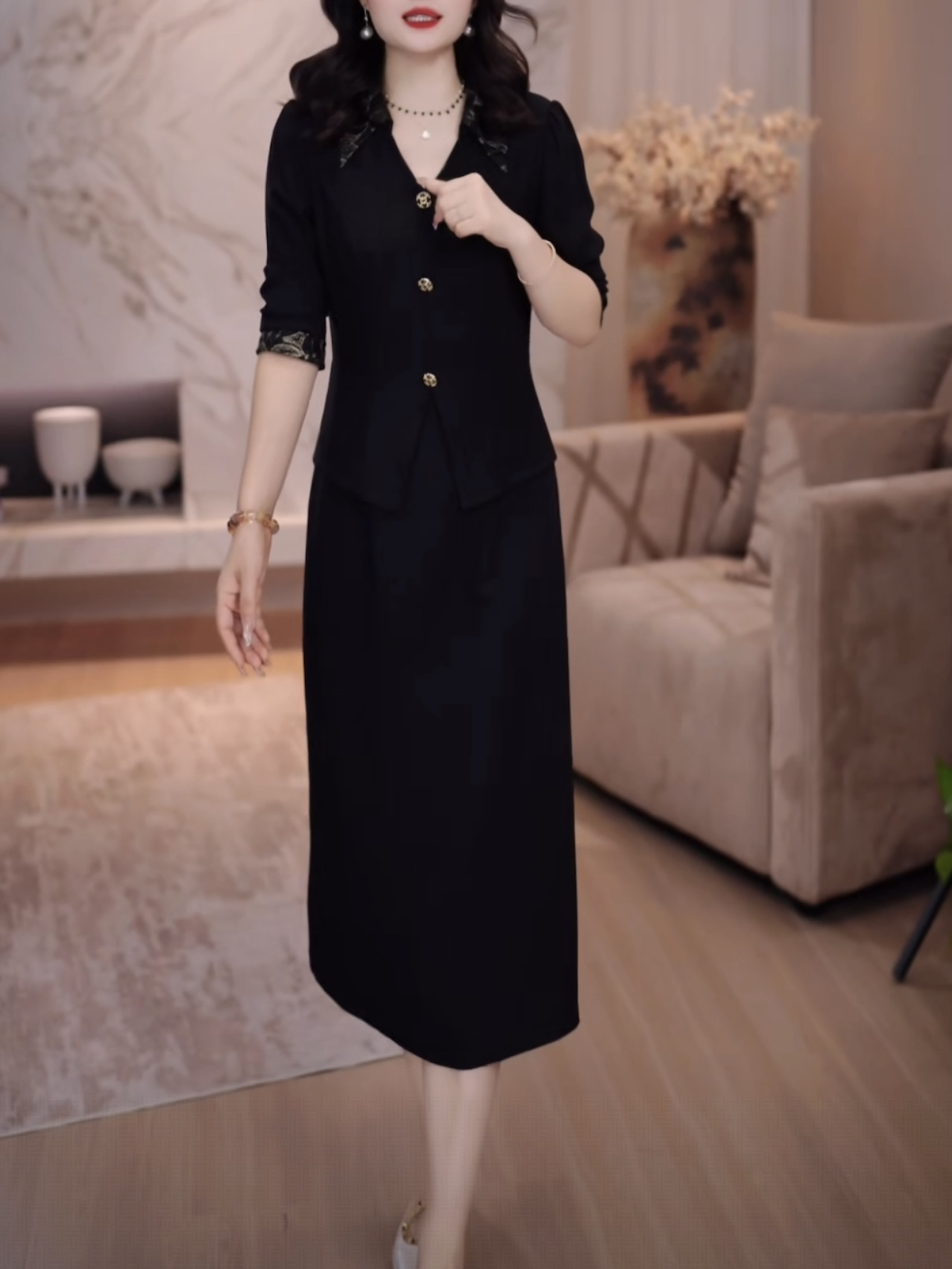 【连衣裙】2025早秋新款时尚减龄气质原创设计师款女士中长款连衣裙