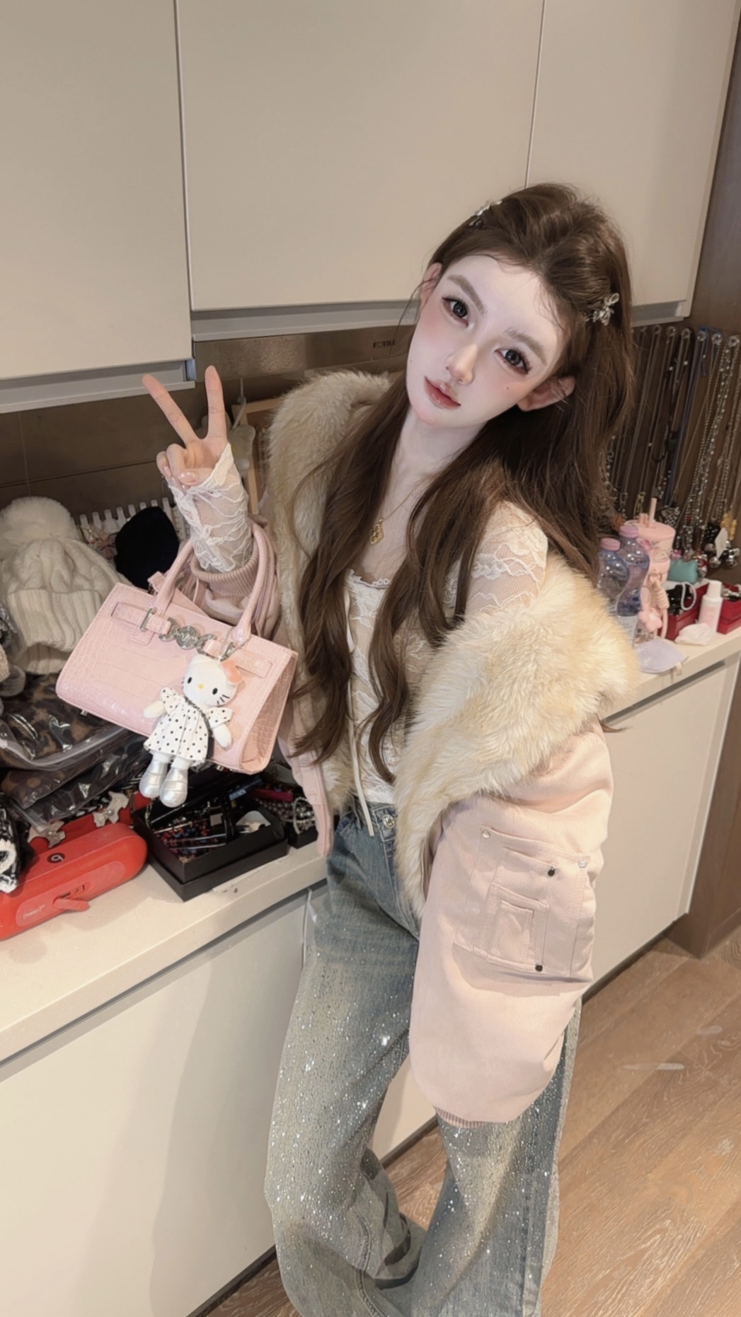 2025新潮麂皮绒双面穿托卡毛毛外套洋气女冬季加厚保暖飞行夹克潮