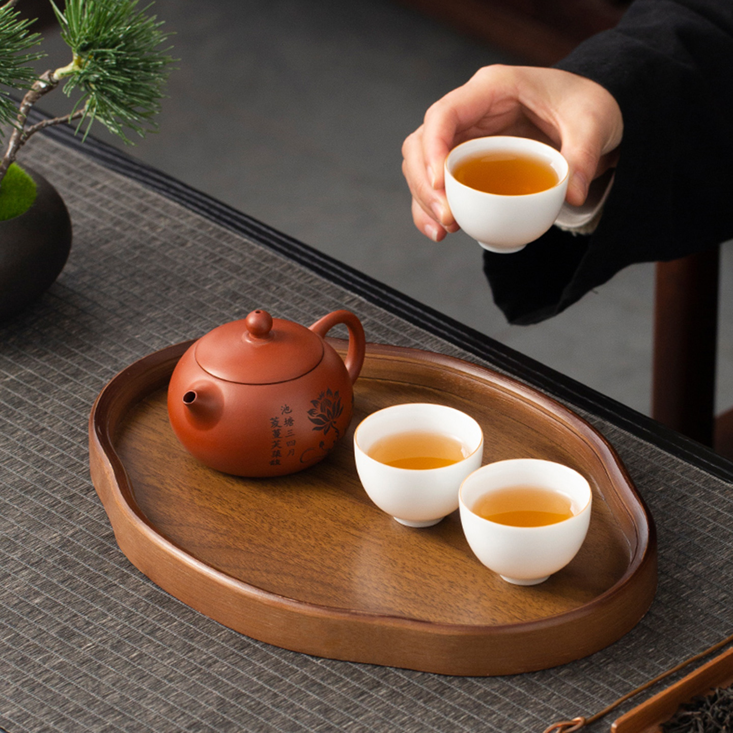 捷安玺茶盘家用小型创意实木托盘点心干果茶具干泡台储水式茶托盘