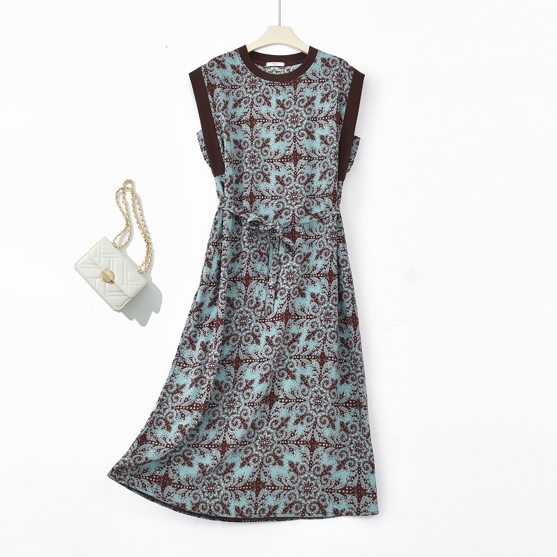 夏季新款绵绸连衣裙女款休闲舒适轻薄长裙碎花气质316