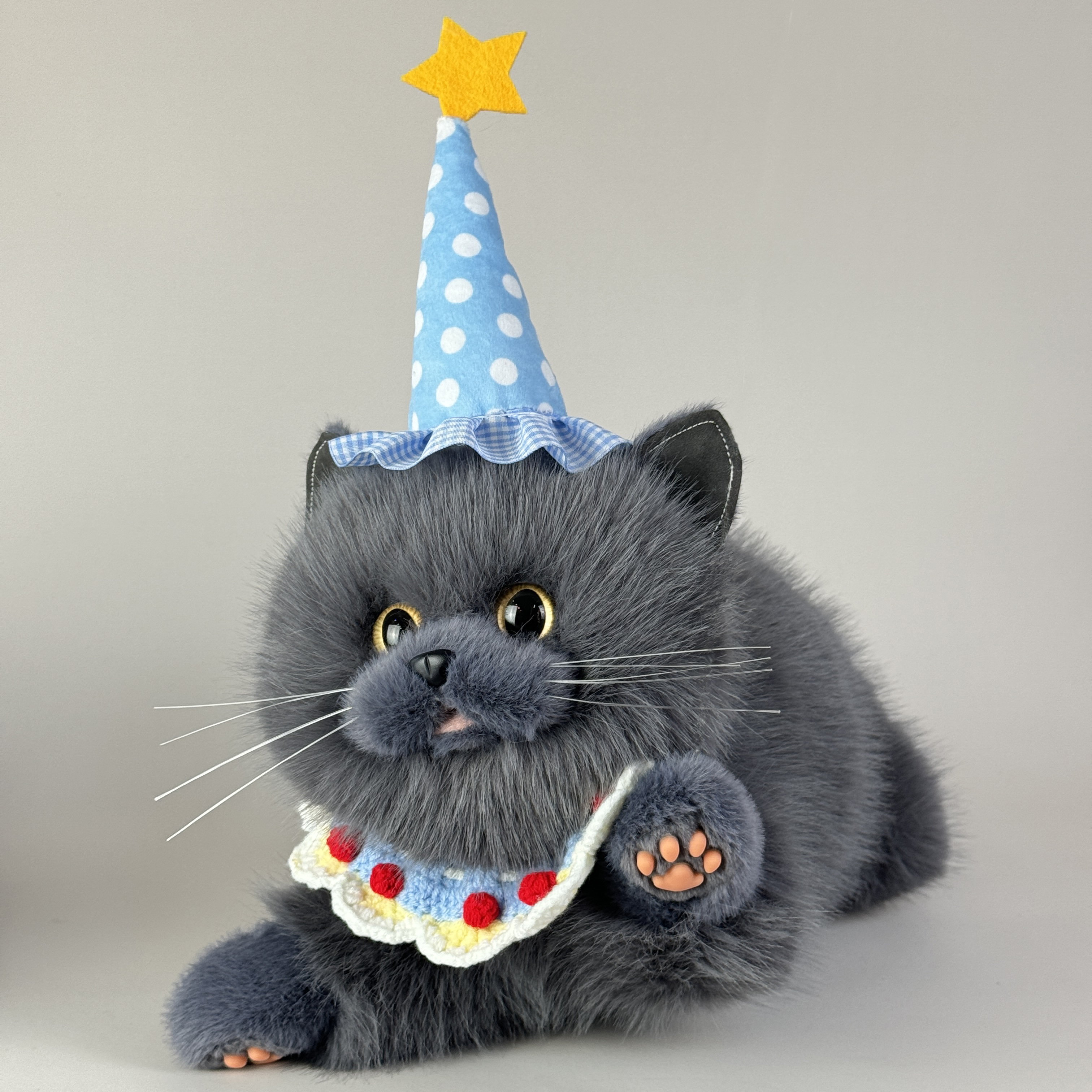仿真会叫的蓝猫咪硅胶肉垫毛绒玩具公仔玩偶布娃抱睡儿童生日礼物