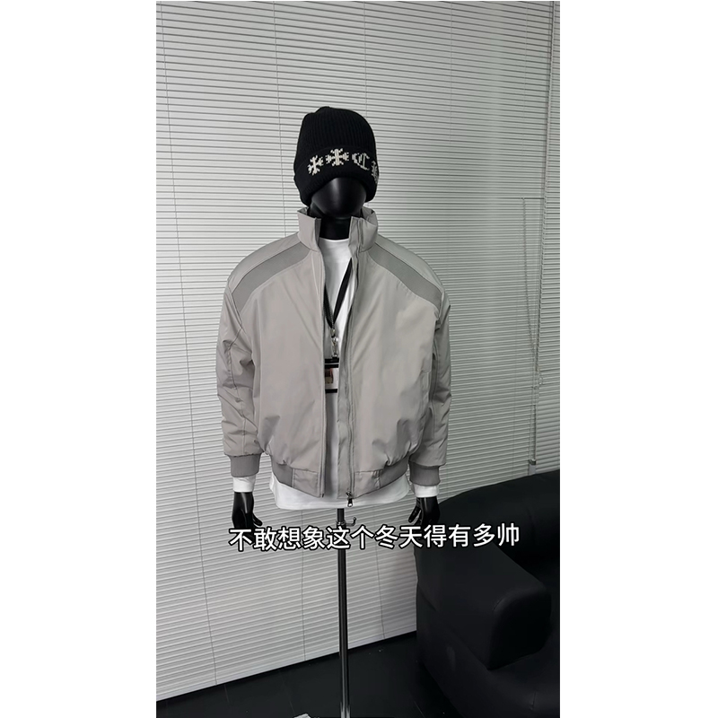 美式解构立领飞行夹克棉服男款冬季加厚bomber棒球服短款工装外套
