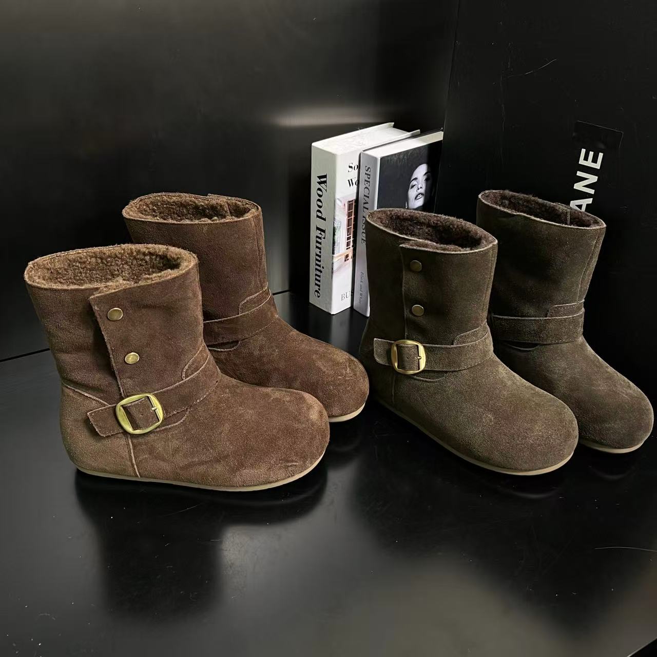 【秋日序曲】雪地靴女2025冬季圆头厚底套筒加厚保暖休闲82-08