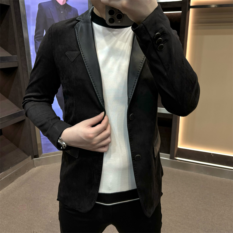 男士春秋季新款休闲商务西服潮流帅气修身百搭长袖外套高级感品质