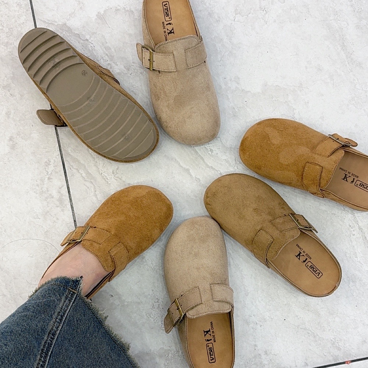 2厘米极简风纯色包头拖凉拖方头半托舒适女外穿