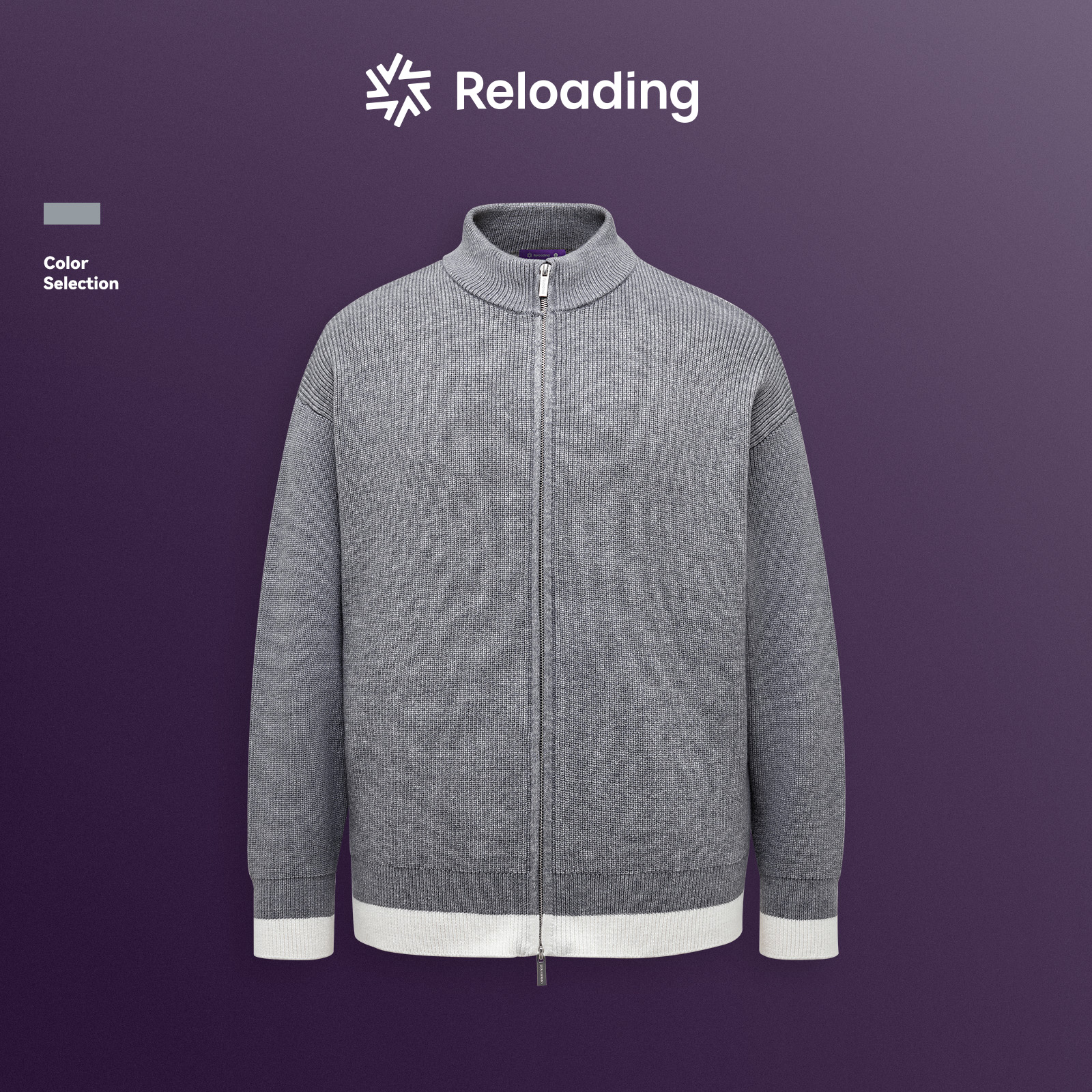 【冬款】Reloading 老钱风绵羊毛混纺易打理撞色半高领保暖针织开衫