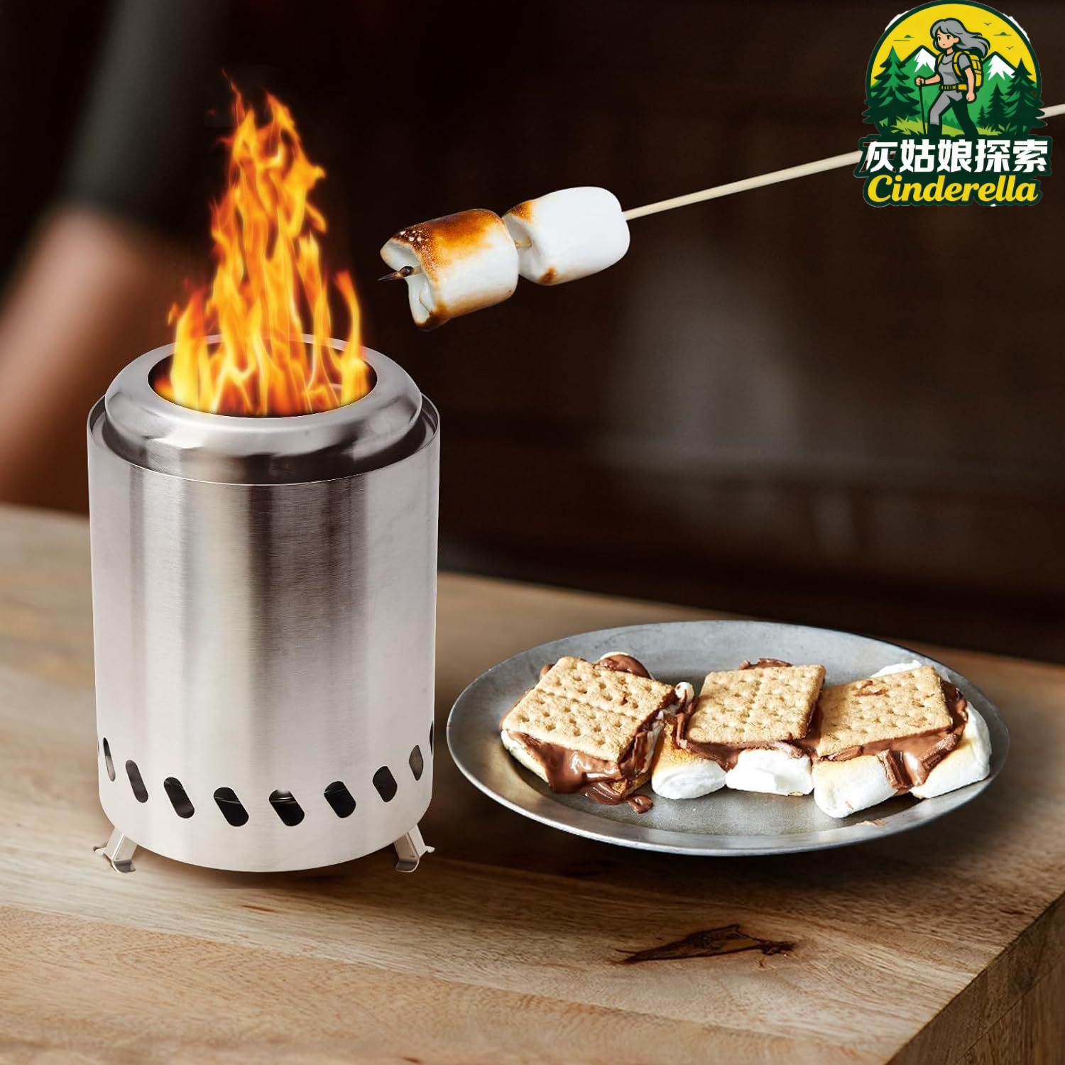 【户外趣玩】便携式气化柴火炉不锈钢柴火灶户外野餐炉具男人品味玩