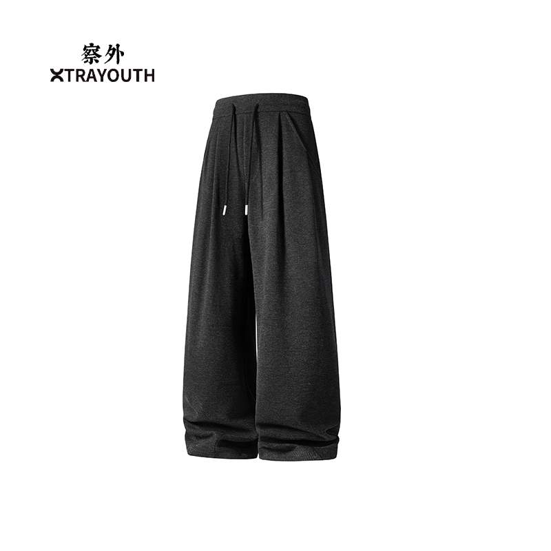 察外XY【3D弯刀】羊毛羊绒直筒裤醋酸型明线立体剪裁长裤