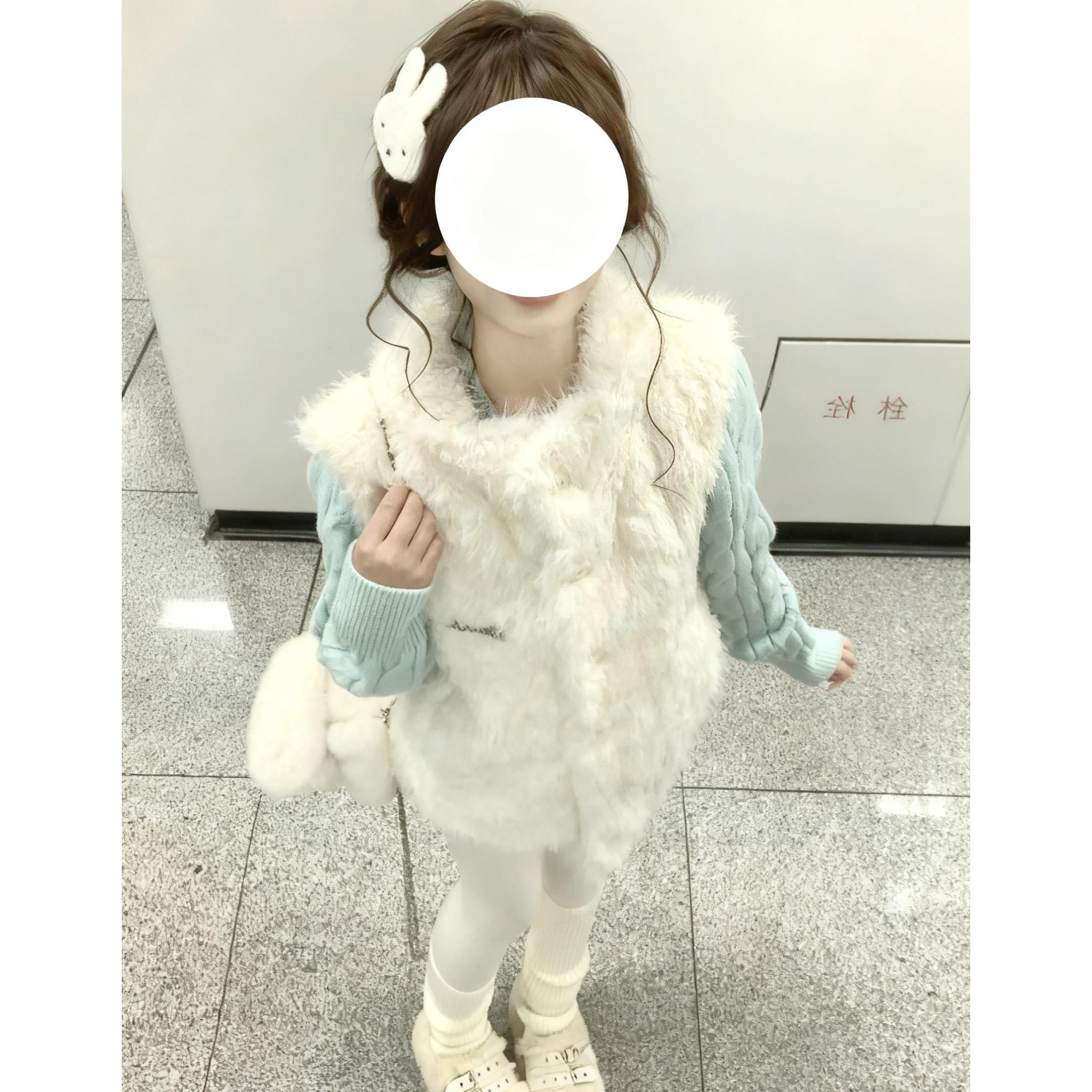 h2an1 studio马甲女高级感百搭叠穿毛绒背心外套韩系套装