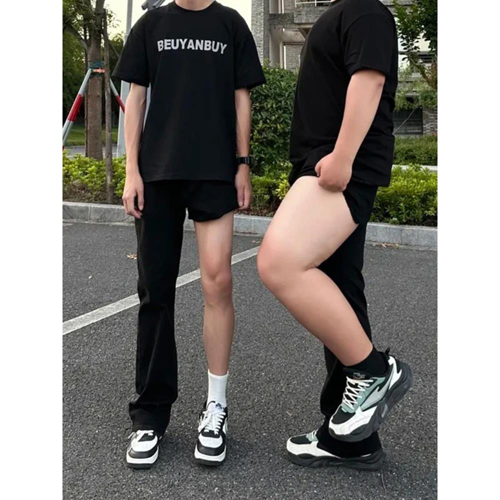 黑色柳叶弯刀牛仔裤男款秋季腿粗屁股大cleanfit显瘦直筒微喇裤子