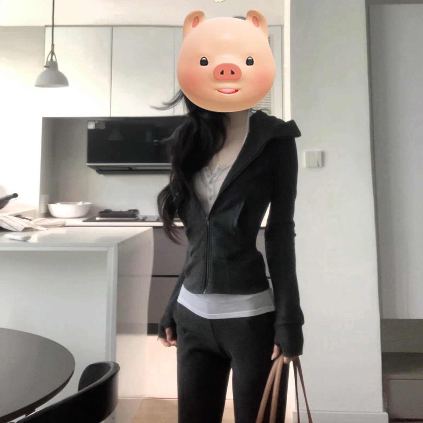 韩系气质灰色卫衣两件套装女秋季2025新款早秋外套长裤穿搭一整套