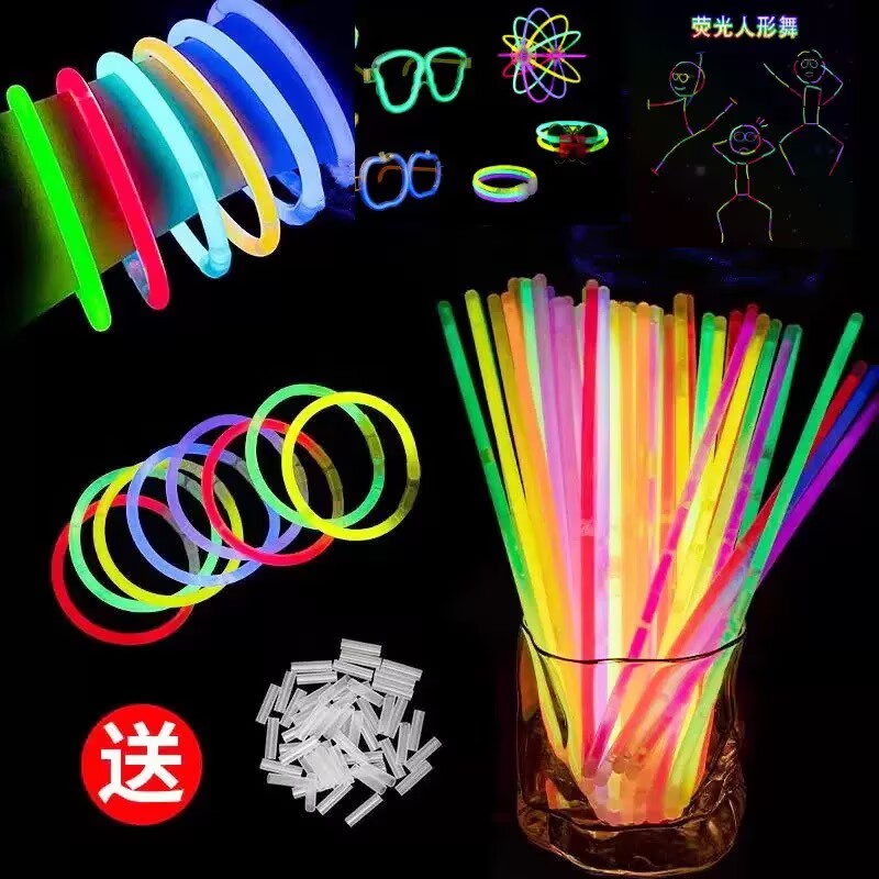七彩荧光棒人形贴发光炫彩夜光可粘衣服舞蹈演唱会户外应援道具