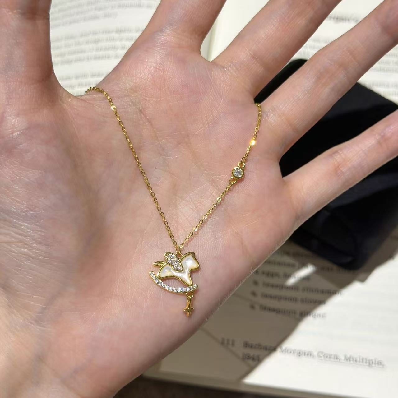 链子925银贝壳 马上有钱s925银项链本命年贝壳小马吊坠送闺蜜礼物