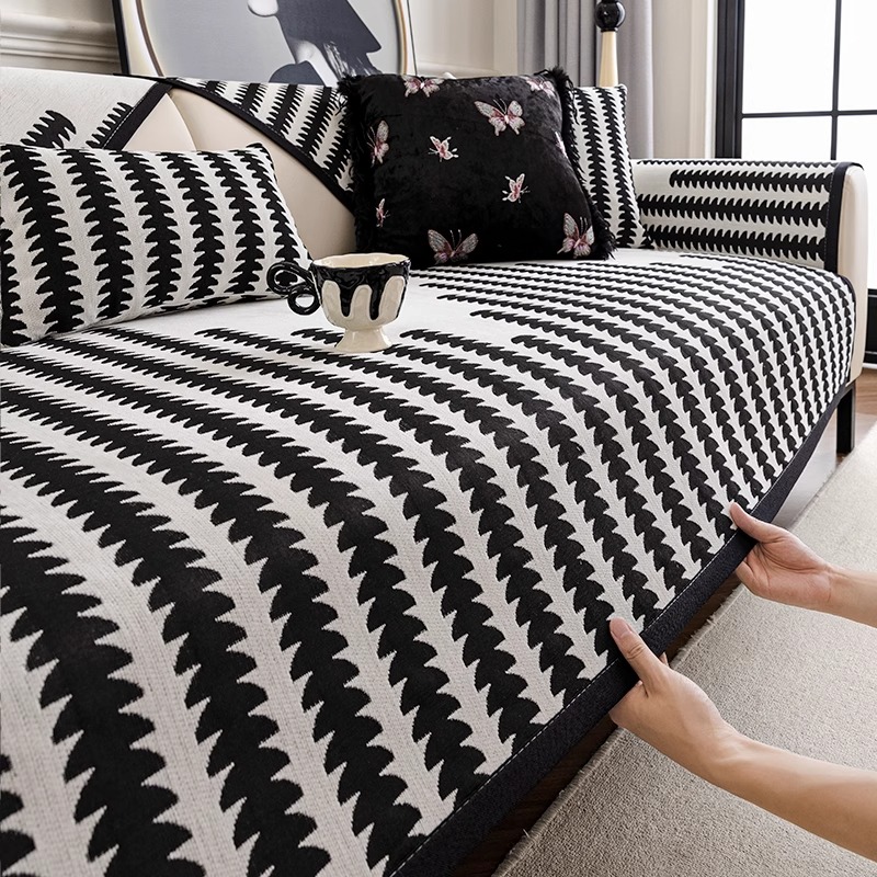 麦颜雪尼尔沙发垫轻奢高级感简约现代真皮专用坐垫子四季通用防滑