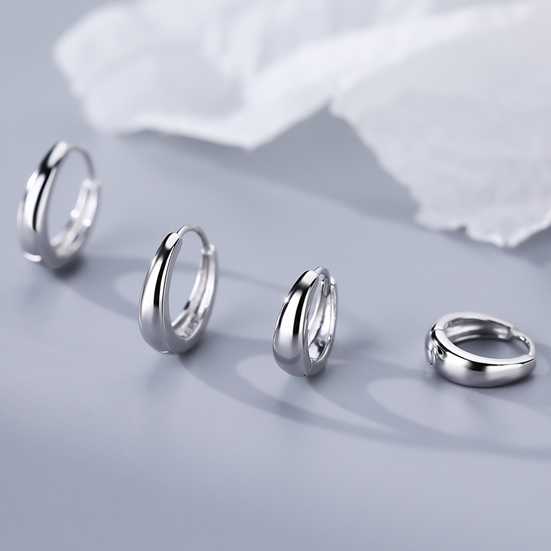 足银耳饰 999足银素圈耳环女小众轻奢养耳扣新款纯银耳饰2025新款