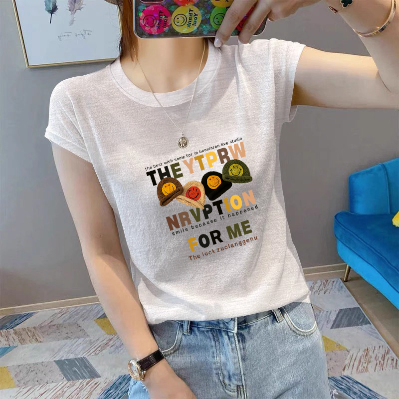 雪花棉短袖T恤女ins潮2025夏季新款印花宽松显瘦时尚洋气薄款上衣