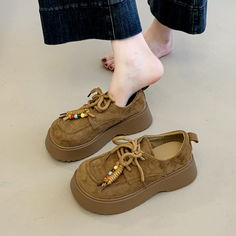 厚底全包勃肯单鞋女厚底增高2025秋季新款时尚百搭英伦风复古乐福